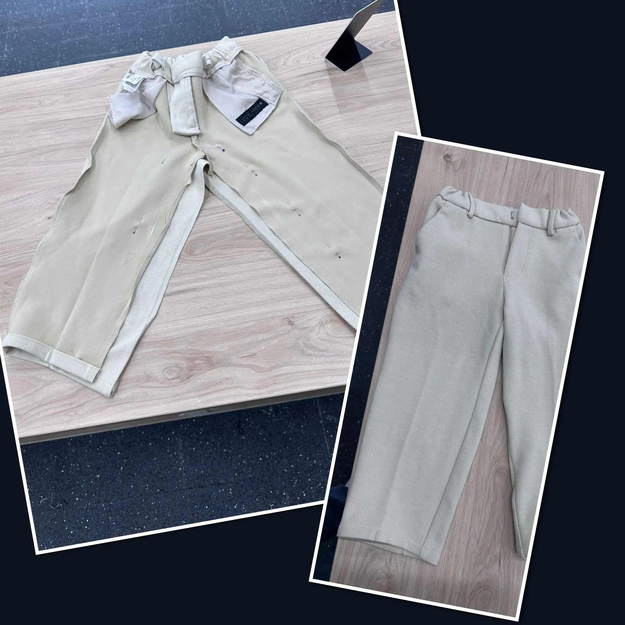 beige broek reparatie